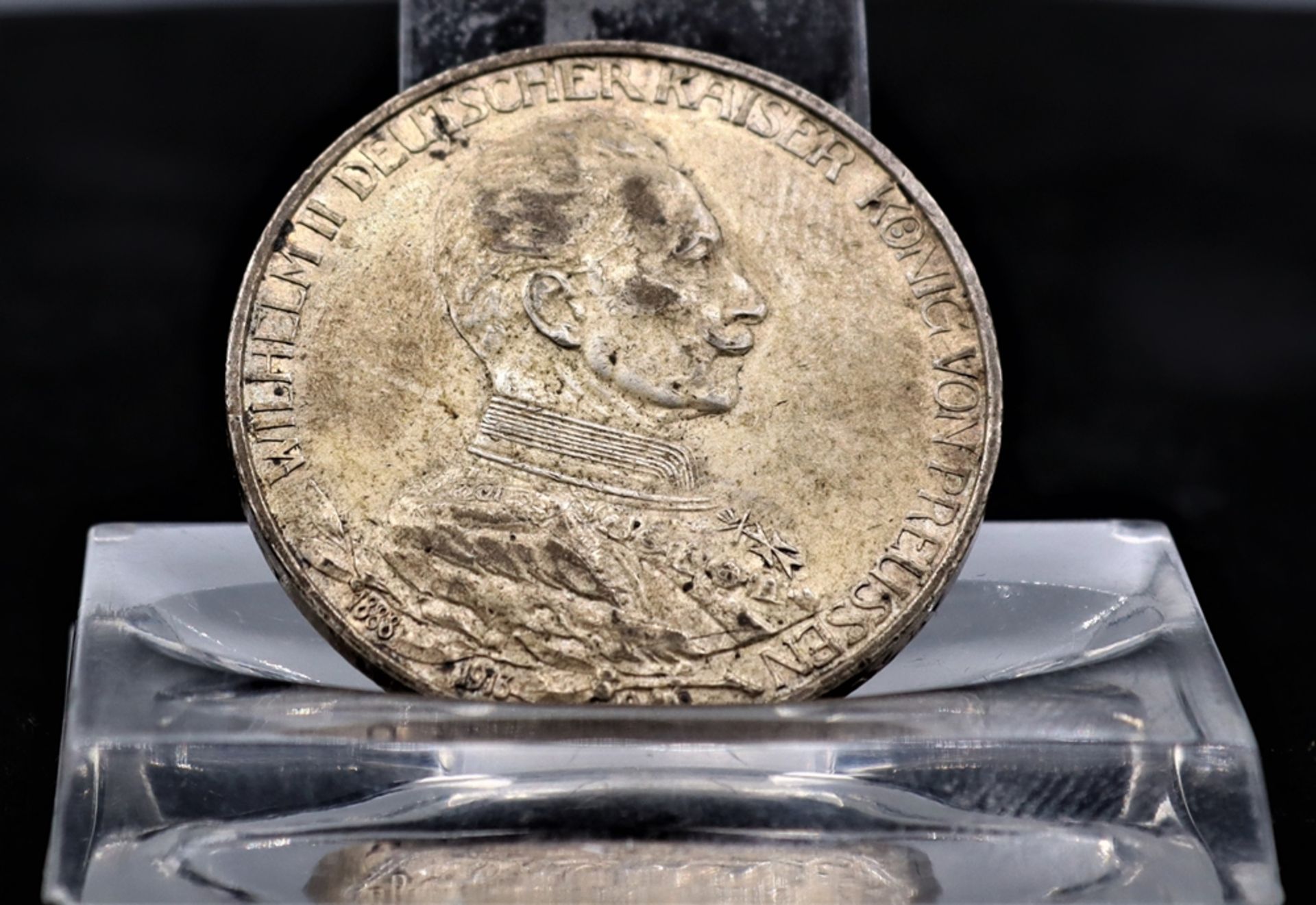 Silbermünze 3 Reichsmark 1913 Preußen, Prägung A für Berlin, Umlaufmünze, - Bild 2 aus 2