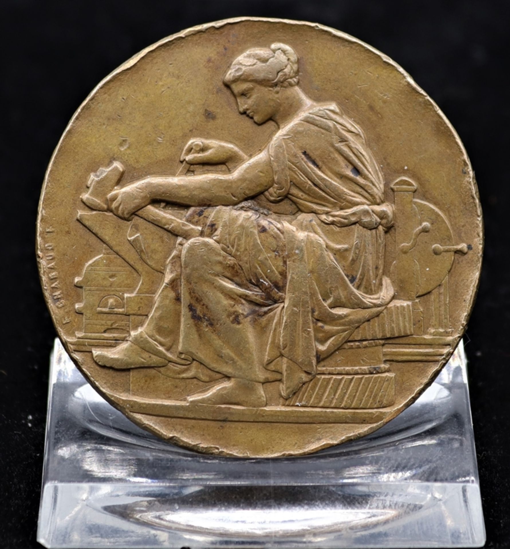 Erinnerungsmedaille Weltausstellung Paris 19.Jh., Bronzeguss,