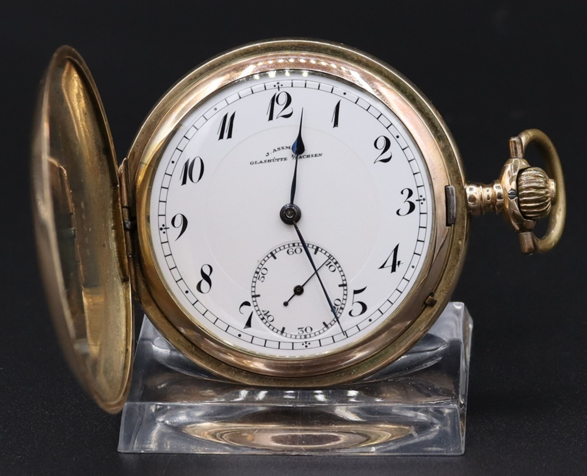 J. Assmann Glashütte/Sachsen, Herren Taschenuhr Gold, 585 GG geprüft, Nr.: 23256 Mitte 19.Jh.,polit - Bild 3 aus 4