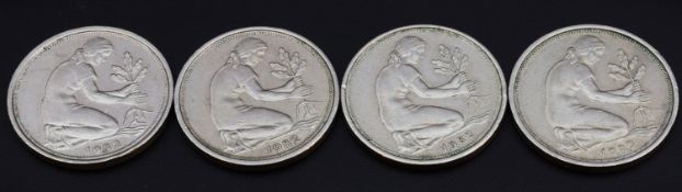 4 x 50  -Pfennigstücke Deutschland Jahrgang 1982