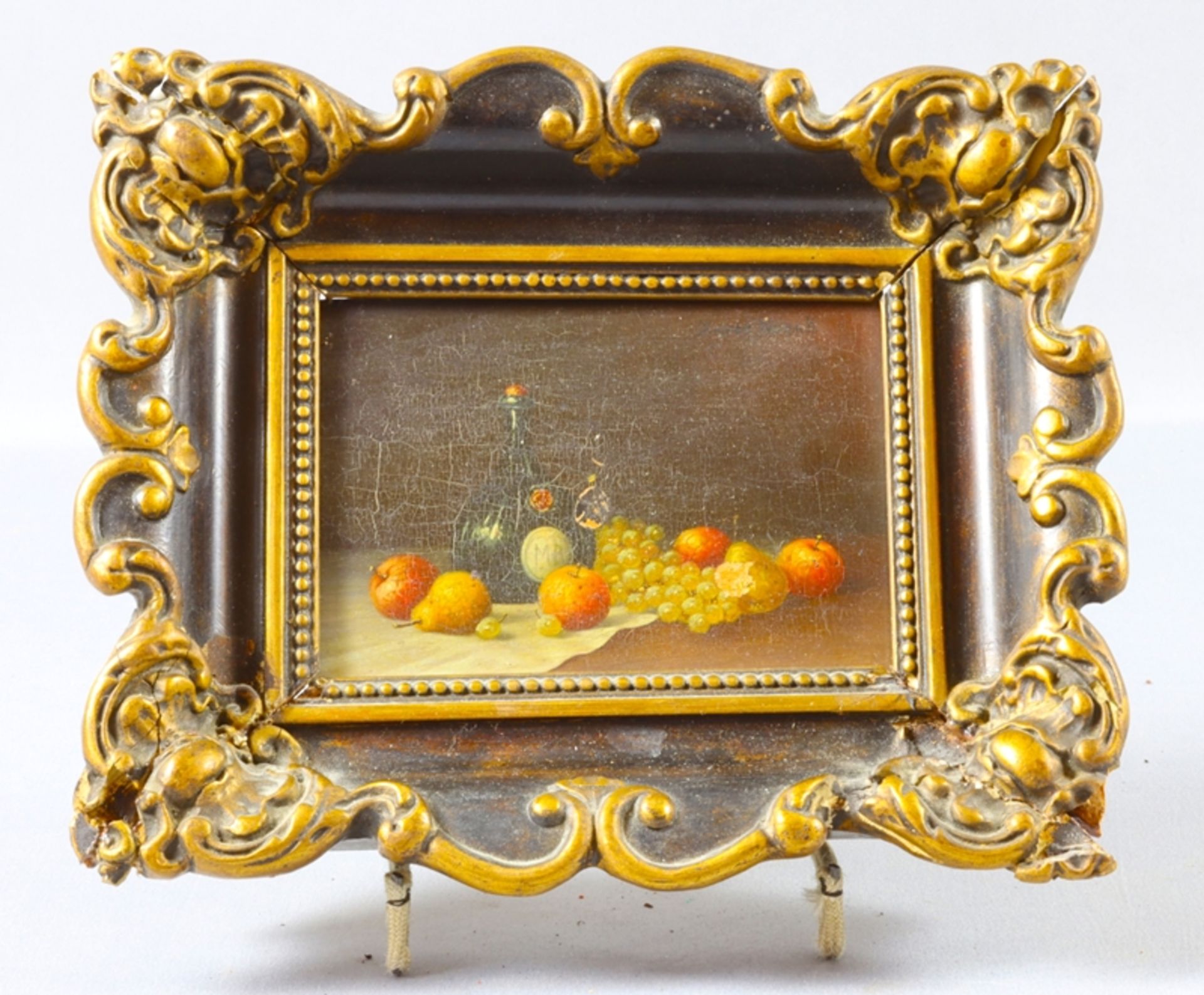 Ölgemälde, Paar Barock Miniatur Früchte - Stillleben um 1860, Deutsch - Bild 3 aus 3