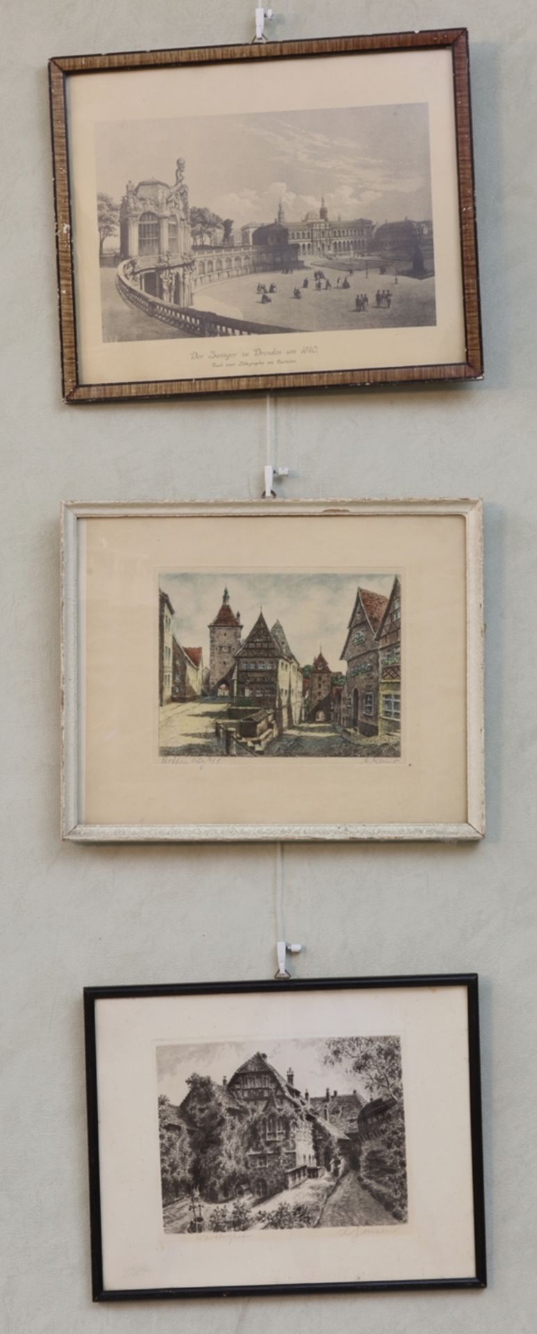 Lot drei Stadtansichten, verschiedener Art, 20.Jh., Deutsch