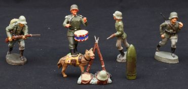 Militärisches Spielzeug, deutsche Soldaten, Hersteller Elastolin / Lineol Germany vor 1945, Deutsch
