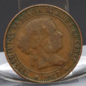 Spanische Münze Jahrgang 1867, 5 Centimos