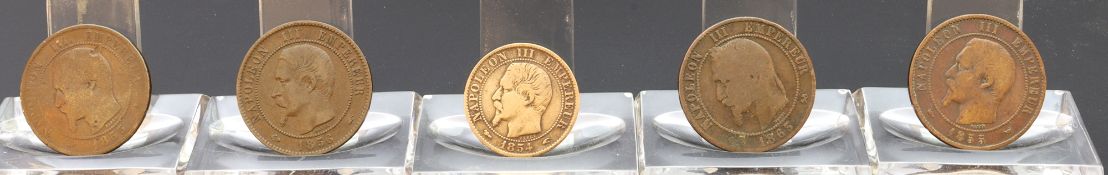 Lot von 5 Franz. Münzen des 19.Jh., Frankreich Napoleon III