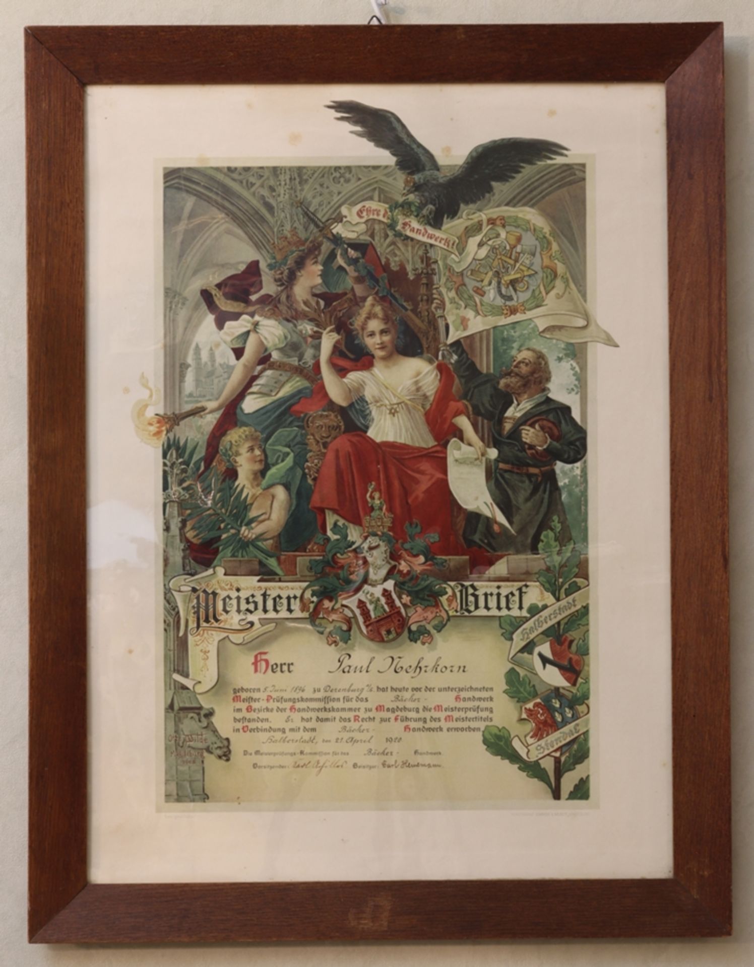Lot Lithographien, zwei Meisterbriefe Vater und Sohn, Historismus bzw. Anfang des 20.Jh., Deutsch - Bild 2 aus 3