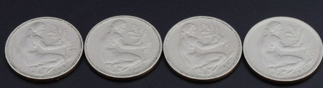 4 x 50 - Pfennigstücke Deutschland Jahrgang 1967