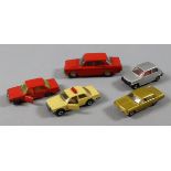 Spielzeug, 4 Matchbox-Autos plus einen sowj. Hersteller, 2. Hälfte des 20.Jh.