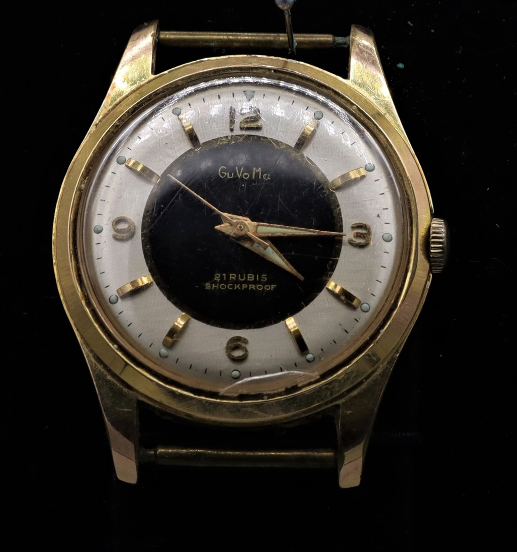 Herren Armbanduhr Mitte des 20.Jh., ohne Armband, Marke GuVoMa, Deutsch