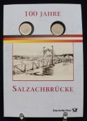 Zwei Euromünzen 100 Jahre Salzachbrücke, Sonderedition