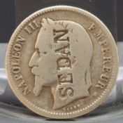 1 Franc Münze Napoleon III. - 1866, Empereur, Frankreich