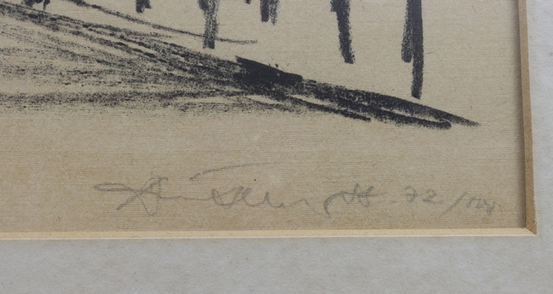 Serigraphie einer Bleistiftzeichnung, Wernigerode - Blick zum Westerntor, zweite Hälfte des 20.Jh., - Bild 2 aus 2