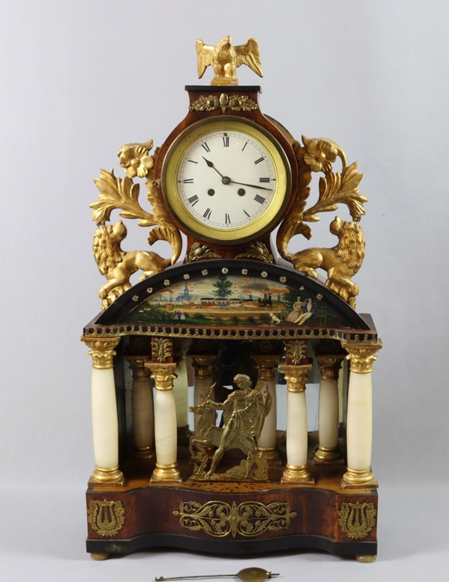 Lenzkrich Tischuhr, Biedermeier Hausherrenuhr mit Schlagwerk, Wien um 1830-40, Österreich