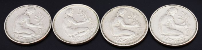 4 x 50 - Pfennigstücke Deutschland Jahrgang 1969