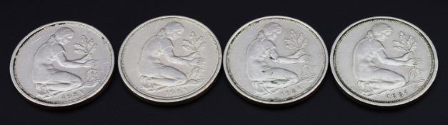 4 x 50 - Pfennigstücke Deutschland Jahrgang 1981
