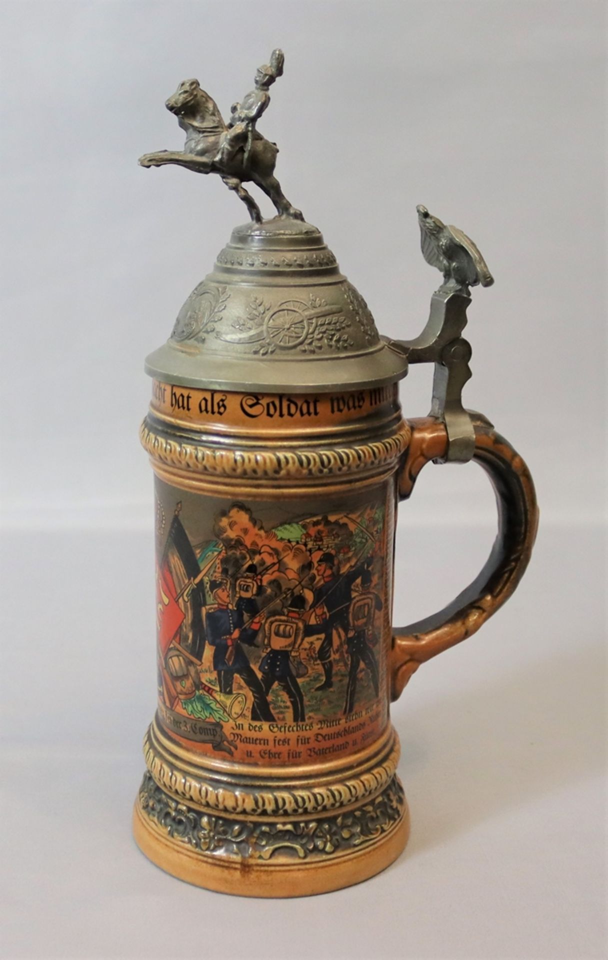 Reservisten Krug mit Zinndeckel, Deutsch