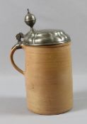 Walzenkrug mit Zinnmontierung, Süddeutsch Ende des 18.Jh., Deutsch