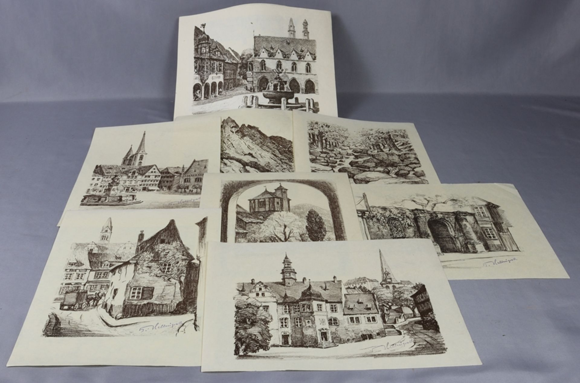 15 Lithographien,Stadtansichten von Goslar, Anfang des 20.Jh. 