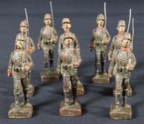 Militärisches Spielzeug, 8 Soldaten-Marschierer, Marke Lineol Germany vor 1945, Deutsch