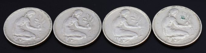 4 x 50 - Pfennigstücke Deutschland Jahrgang 1970