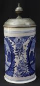 Walzenkrug mit Zinndeckel, Deutsch Mitte bis Ende des 18.Jh.