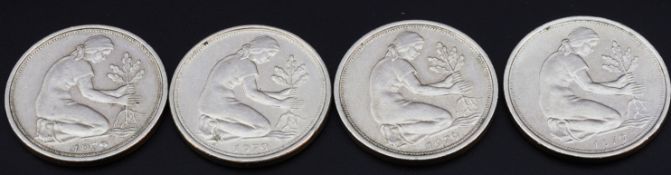 4 x 50 - Pfennigstücke Deutschland Jahrgang 1979