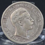 Silber Münze Fünf Mark - Wilhelm II. Deutscher Kaiser, Jahrgang 1895, Deutsches Reich