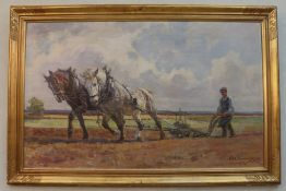 Ölgemälde, Bauer beim Pflügen, sign. Joseph Correggio 1870-1962