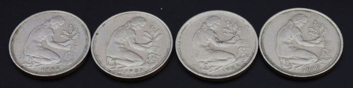 4 x 50 - Pfennigstücke Deutschland Jahrgang 1983