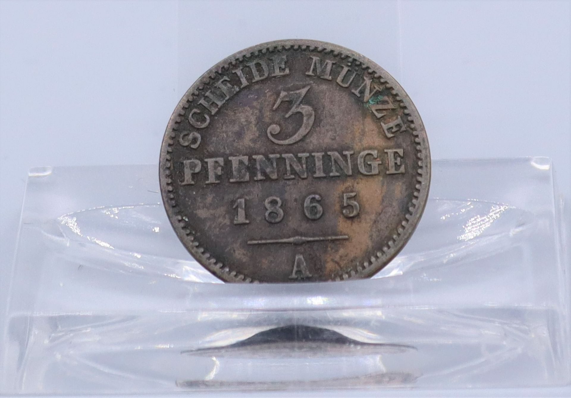 Preußische Scheide Münze, 3 Pfenninge 1865