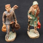 Spielzeug Massefiguren - Modell zwei Reisende zur Zeit um 1920-30, Deutsch