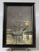 Ölgemälde "Segelschiff im Nachthimmel"datiert 1912 unbekannter Künstler