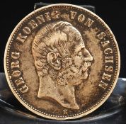 Silber Münze Fünf Mark, Georg König von Sachsen Jahrgang 1903, Deutsches Reich