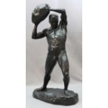 Skulptur Darstellung eines Steinwerfers, Firma Schöne &Co. Dresden, 20er-30er Jahre des 20.Jh., Deu