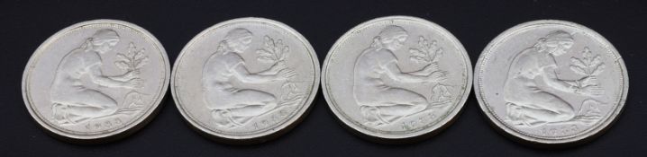 4 x 50 - Pfennigstücke Deutschland Jahrgang 1988