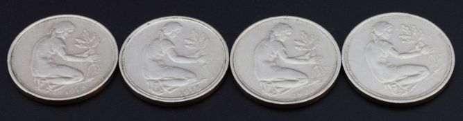 4 x 50 - Pfennigstücke Deutschland Jahrgang 1973