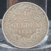 Silber Münze halber Gulden, 1838 Stadt Frankfurt