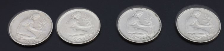 4 x 50 - Pfennigstücke Deutschland Jahrgang 1966