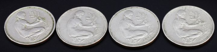 4 x 50 - Pfennigstücke Deutschland Jahrgang 1971
