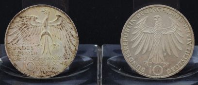1 Paar Münzen 10 D-Mark, Silber, Olympiade 1972