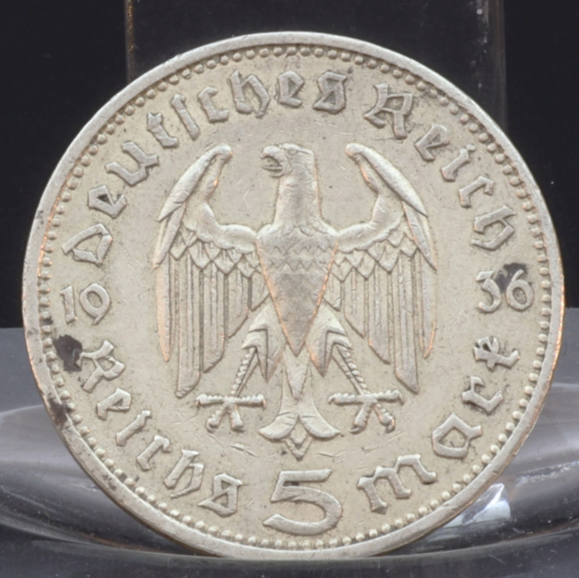 Fünf deutsche Reichsmark Münze von 1936, Deutsches Reich - Image 2 of 2