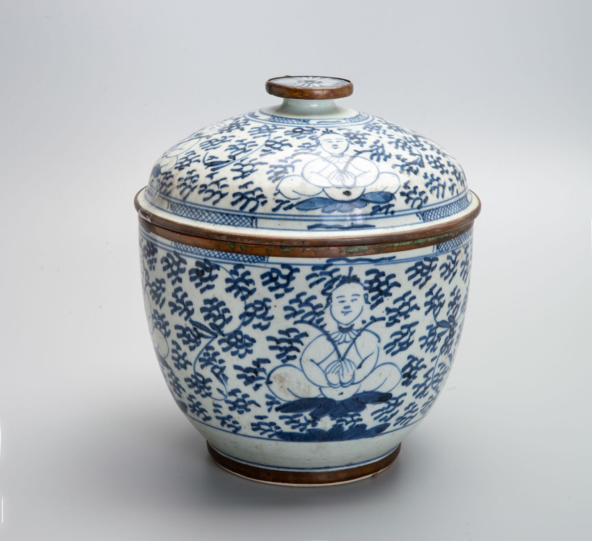 A Rare Blue and White Porcelain Lidded Jar, China, Qing Dynasty, 18th century