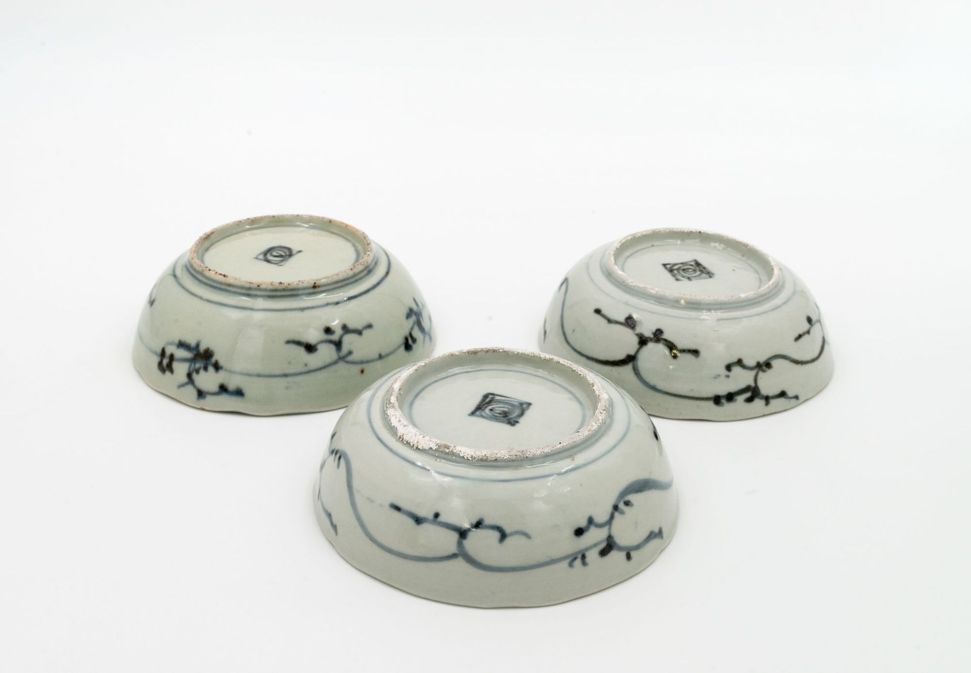 Three Blue and White Porcelain Swatow Deep Plates in the Yongle Style, China, Mid 19th Century - Image 2 of 3