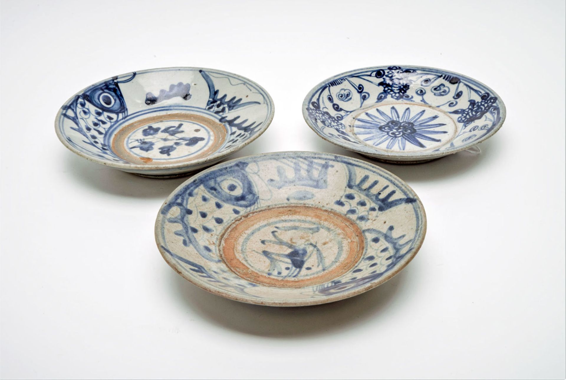 Three Antique Korean Blue and White Porcelain Plates - Image 2 of 3