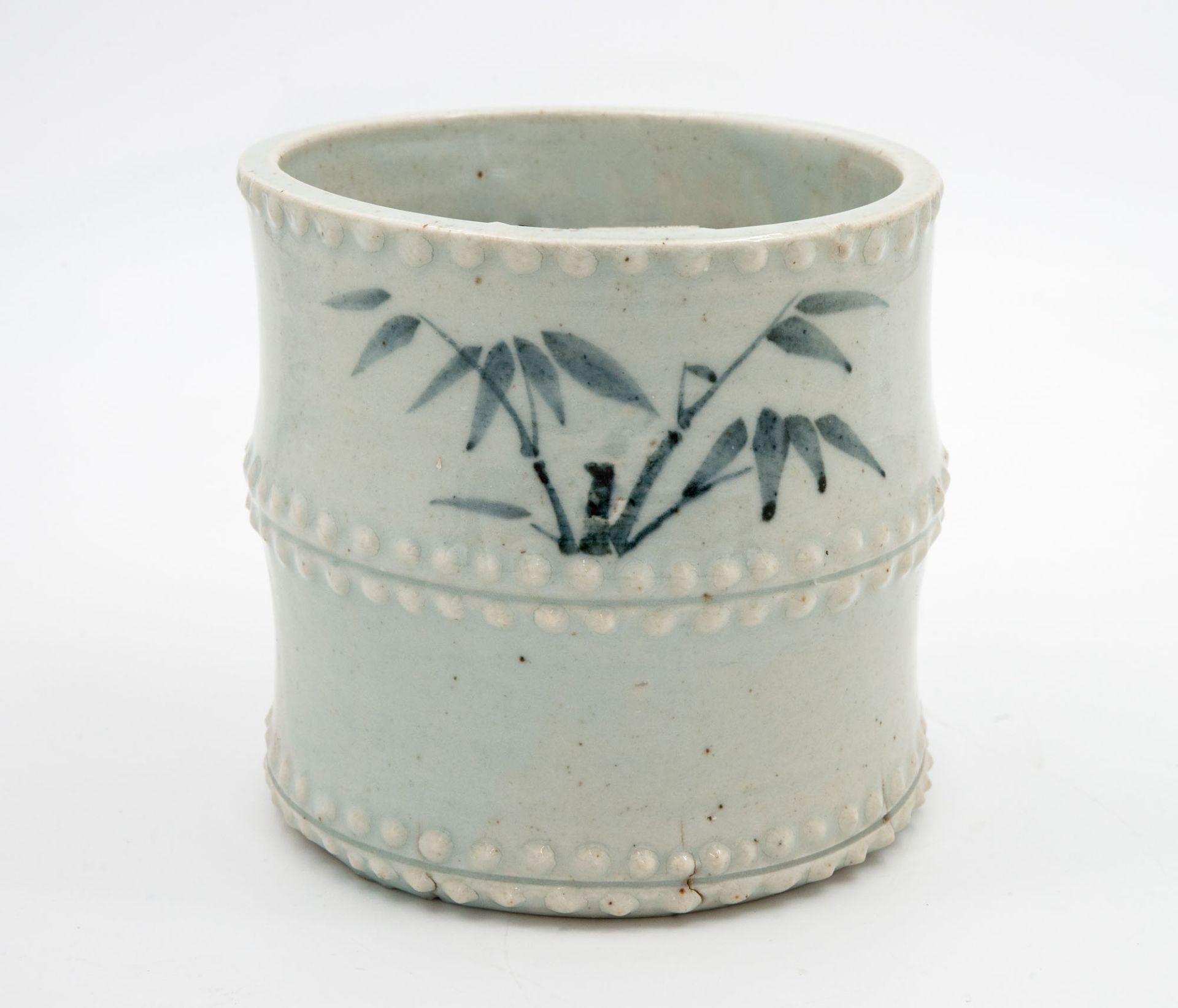 A Large Blue and White Porcelain Brush Pot, Korea, Late Joseon Dynasty, Early 20th Century