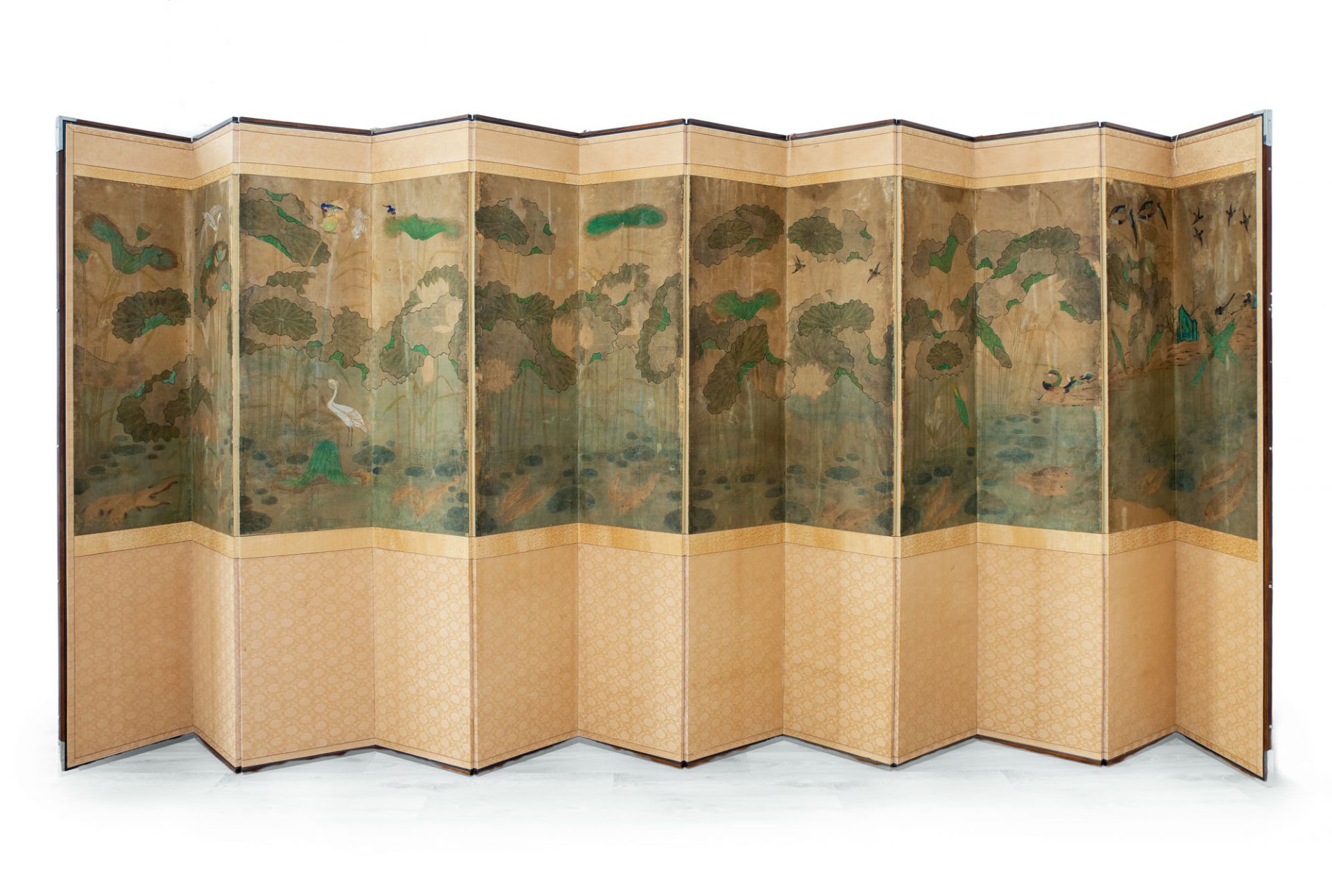 A Fine and Rare 12 Panel Library Room Divider, Korea, Jeju Island, 17th Century (according to the Na