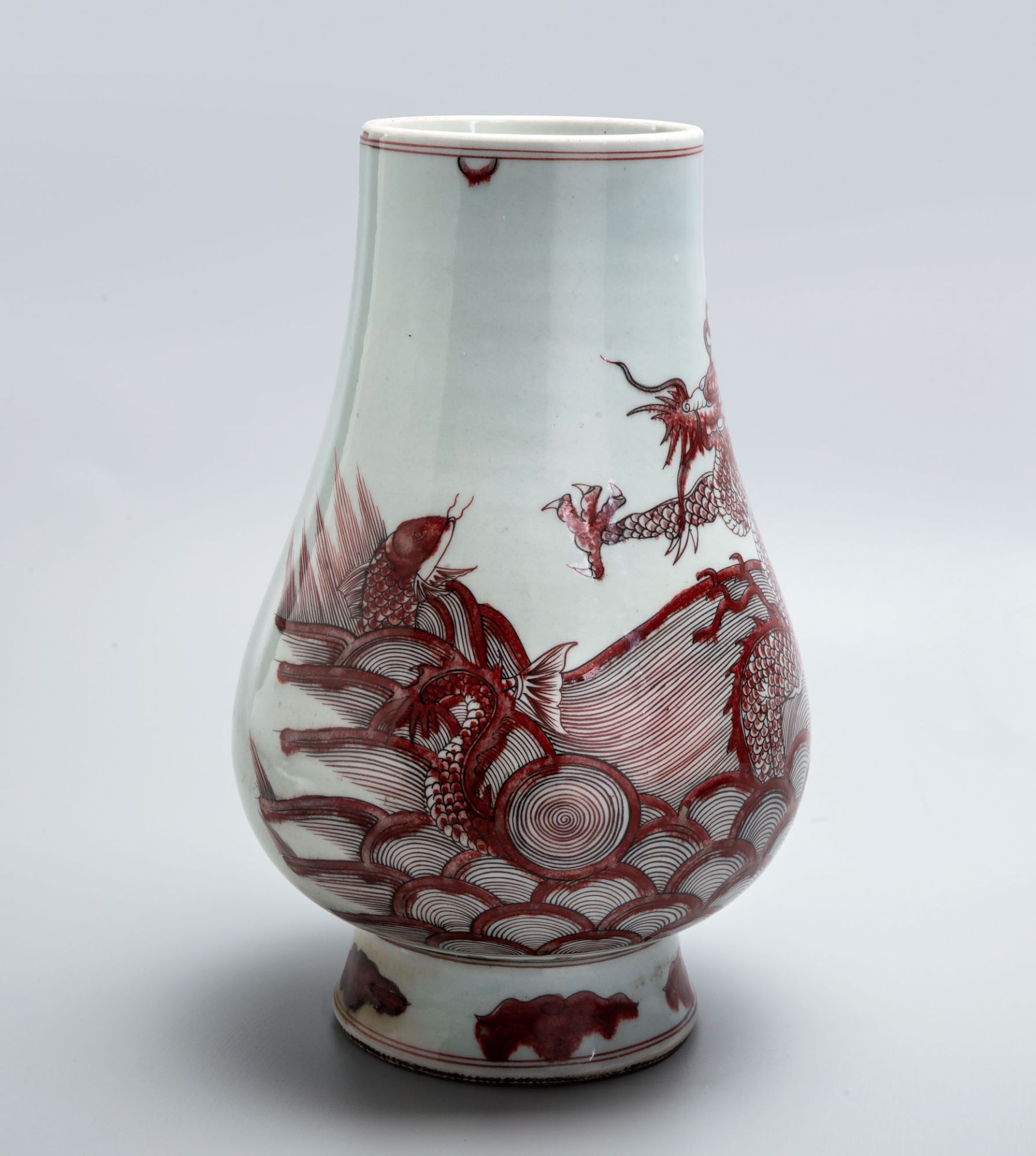 A Fine White and Copper Red Chinese Porcelain Vase, China, Qing Dynasty Kangxi mark - Image 2 of 4