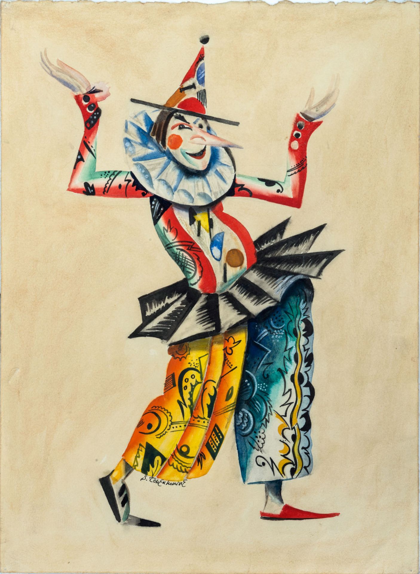 Sergey Chekhonin (1878-1936), Costume Design - "Clown"