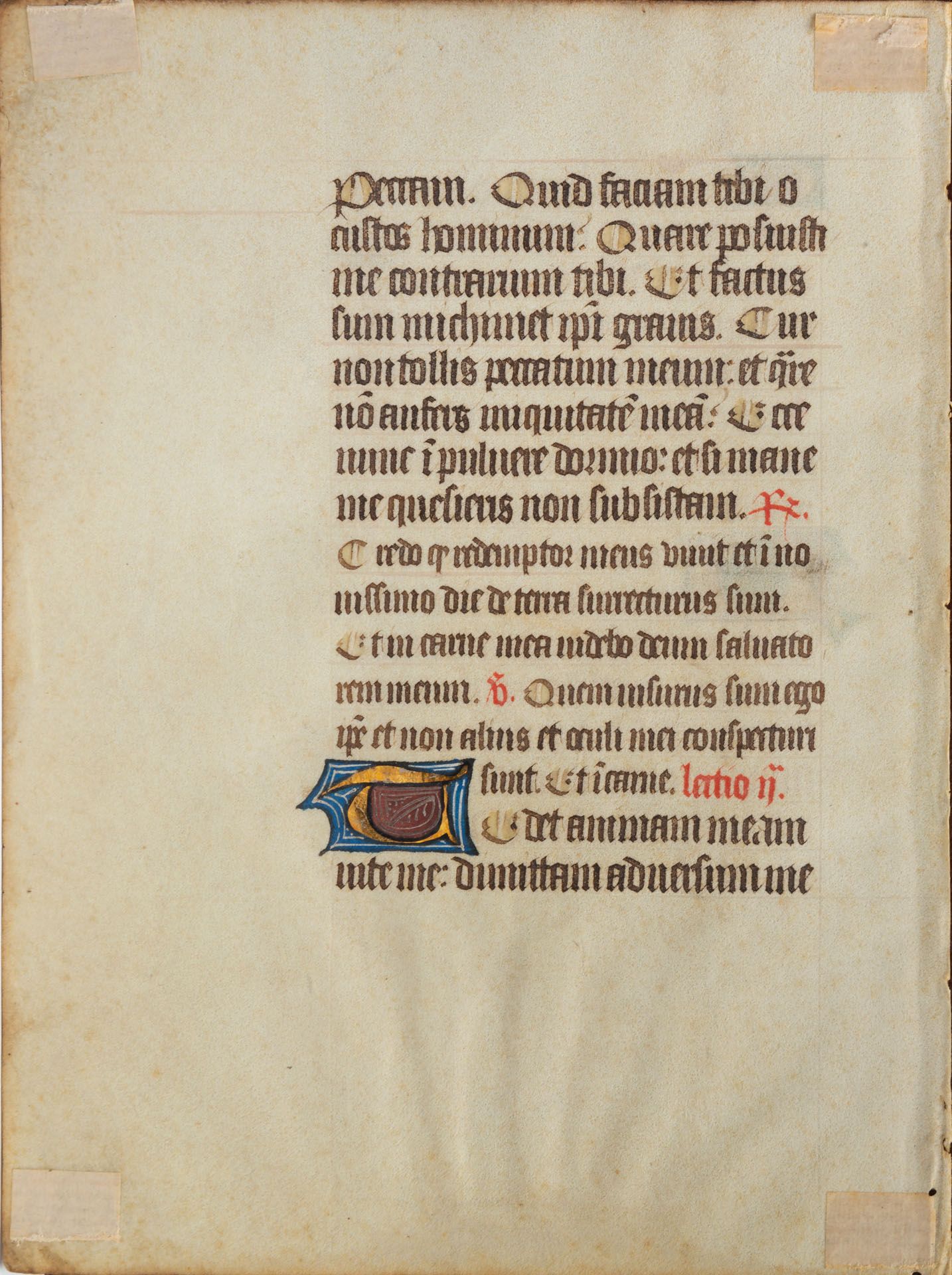 Two Double Sided Illuminated Manuscript Leaves from "Book of Hours", France, ca 1450 - Bild 2 aus 3