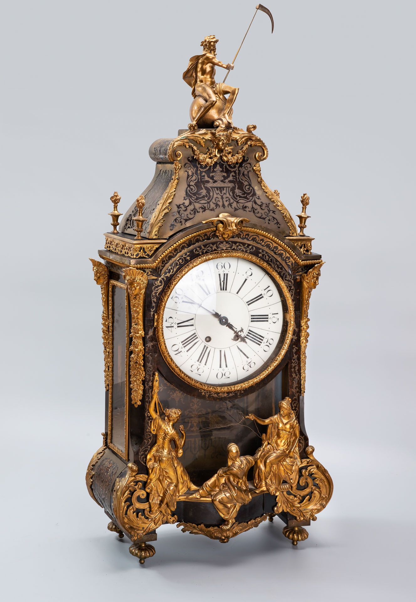 An Fine Boulle Style Wood and Gilt Bronze Ormolu Console Clock, France, Mid 18th Century - Bild 2 aus 8